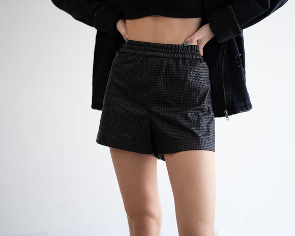 Shorts Negro Faux Leather