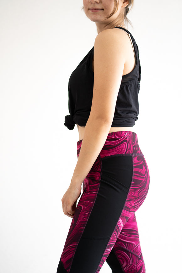 Yoga pants Magenta con Franja Negra