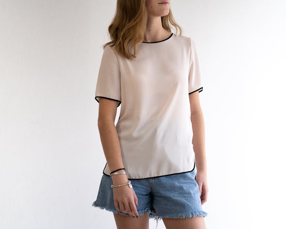 Blusa - Top Beige con negro