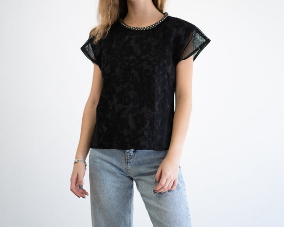 Blusa - Negra con detalles  y transparencia